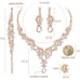 Crystal Necklace Earrings Bracelet Ring Bridal Wedding Party Pink Diamond Set