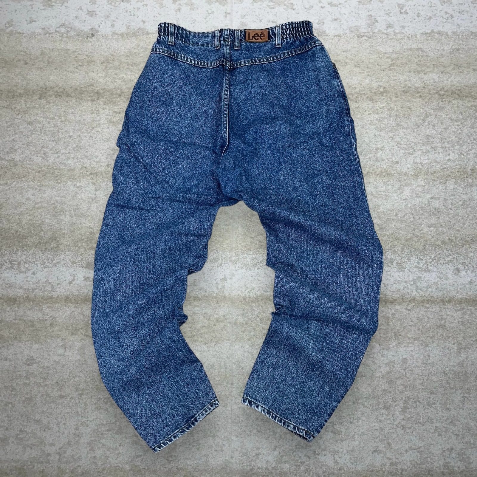 Vintage Lee MR Jeans Dark Wash Denim Union Made in USA Baggy Fit Tapered Leg 80s