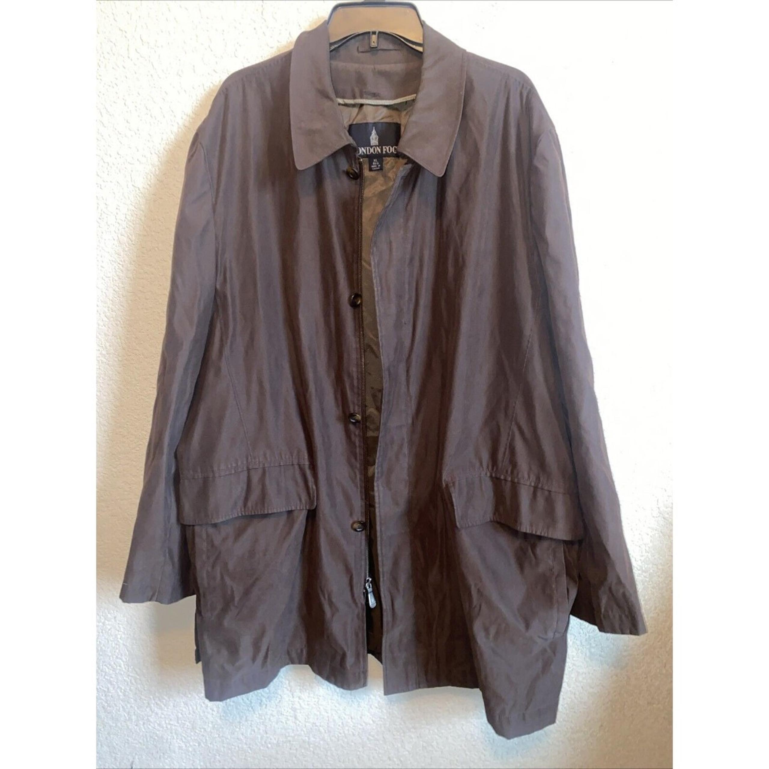 London Fog Trench Coat Lined Mens Brown Long XL Reg Mob Old Money Classic