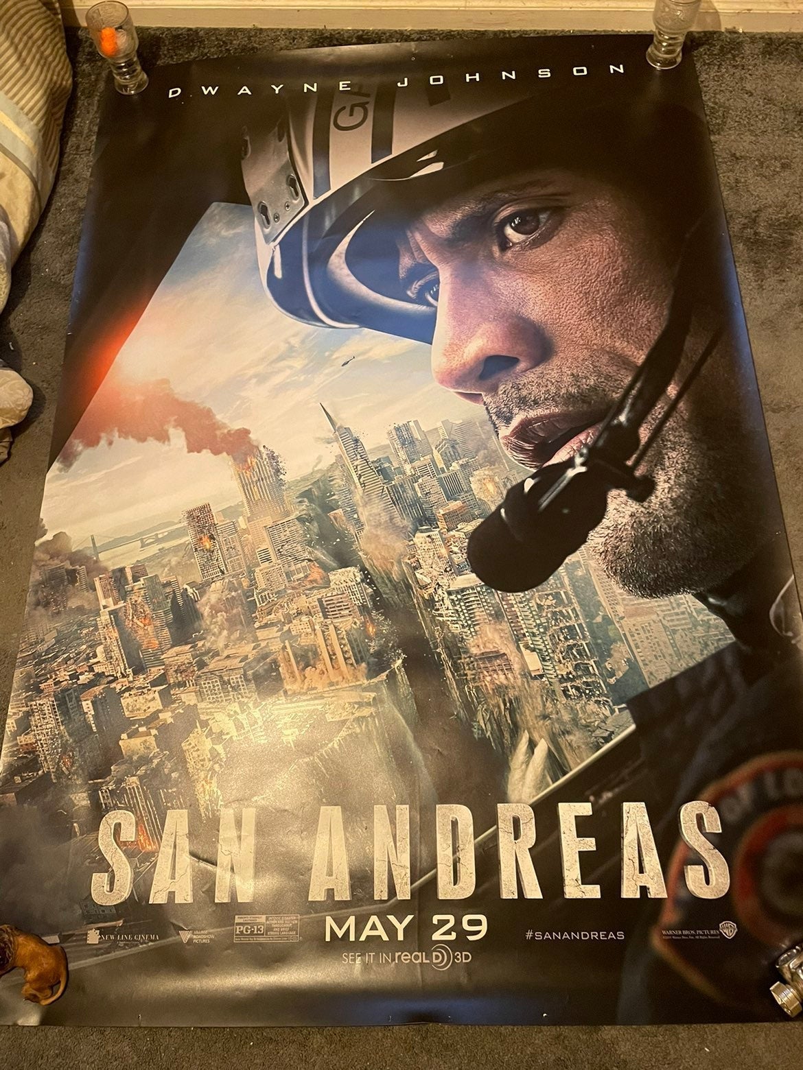 Movie Poster of San Andreas With Dwayne Johnson—(70in Tall By 48in Wide)