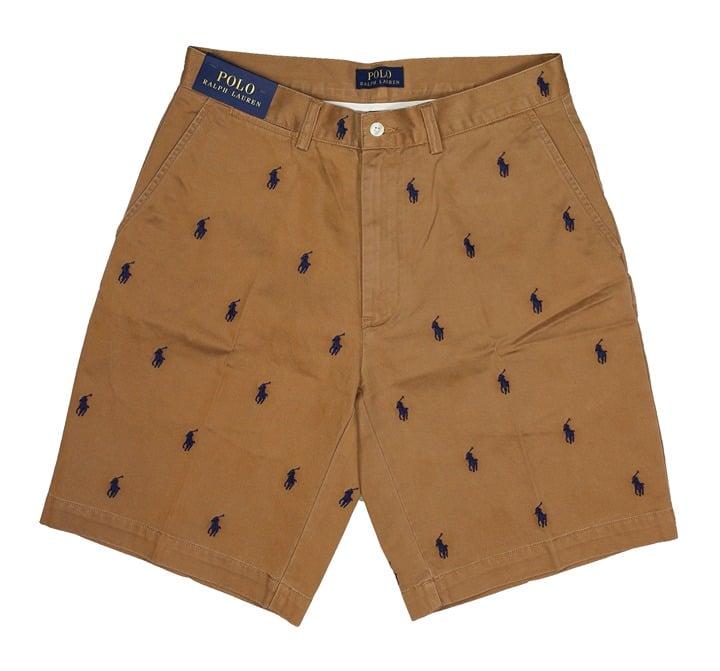 NWT Polo Ralph Lauren Men Multi Pony Golf Shorts Brown Size 35 MSRP 125