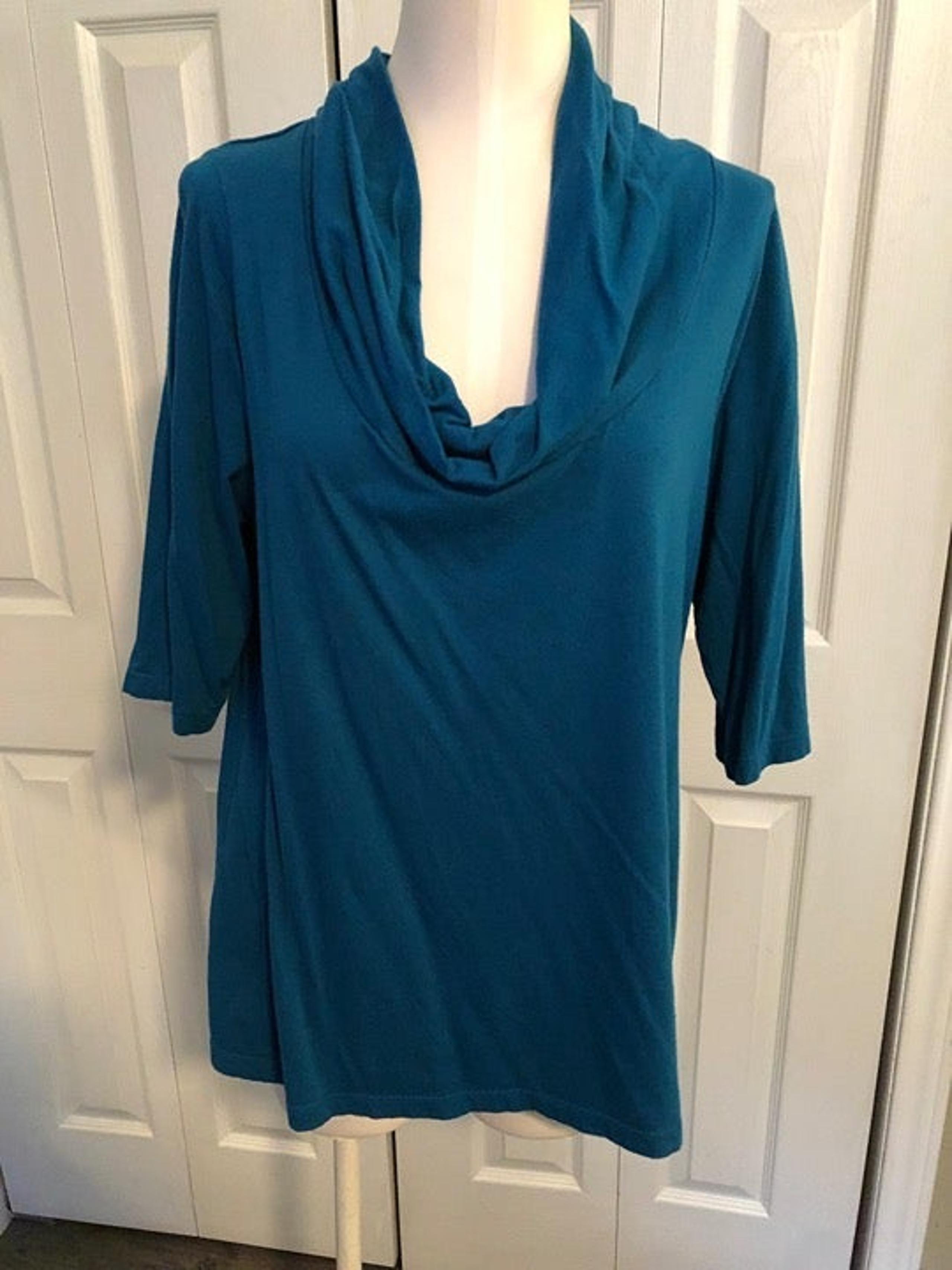 Merona Teal Cowl Neck 3/4 Sleeve Knit Top Sz XXL