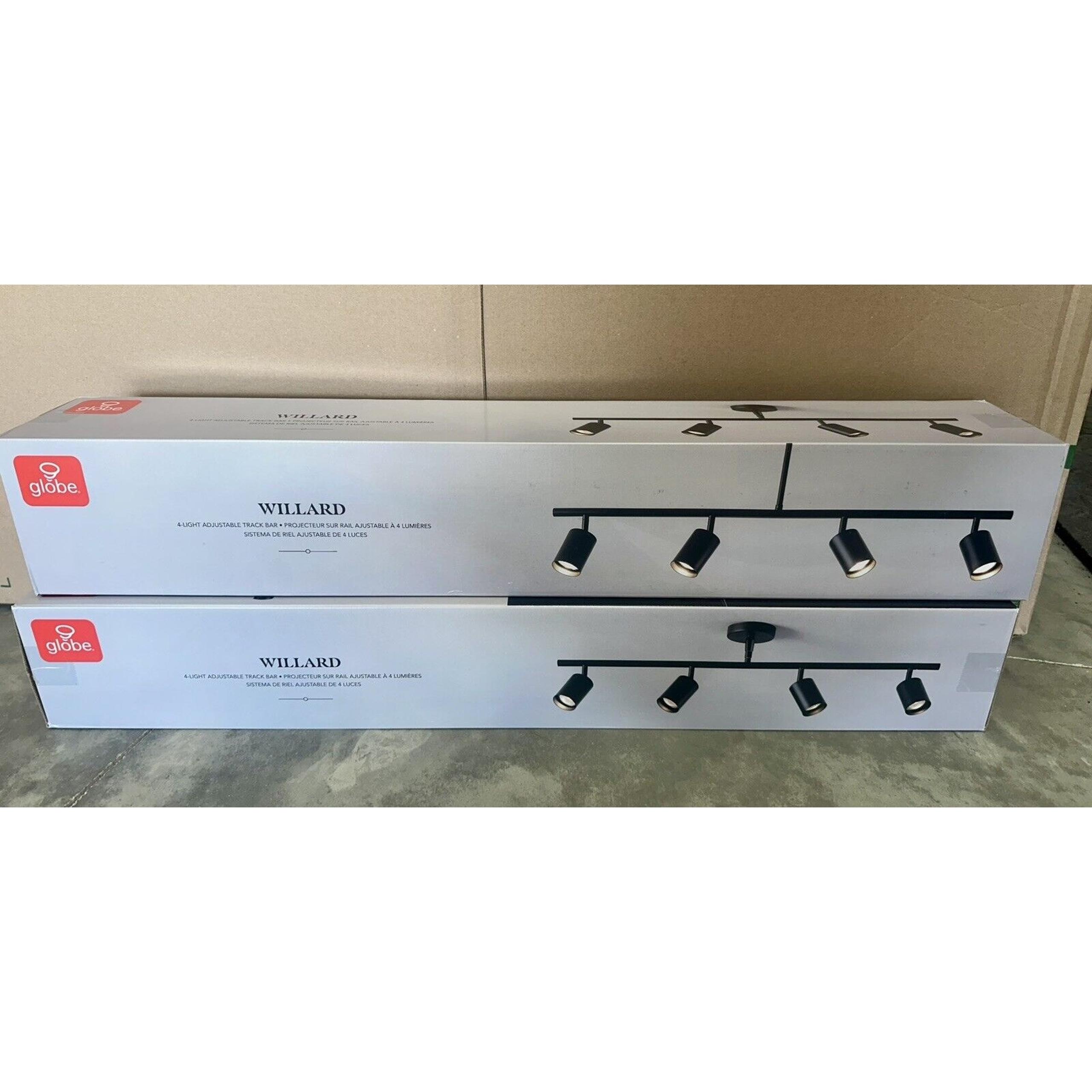 Globe Willard 35” 4-Light Matte Black Adjustable Height Linear Track Light 2PACK