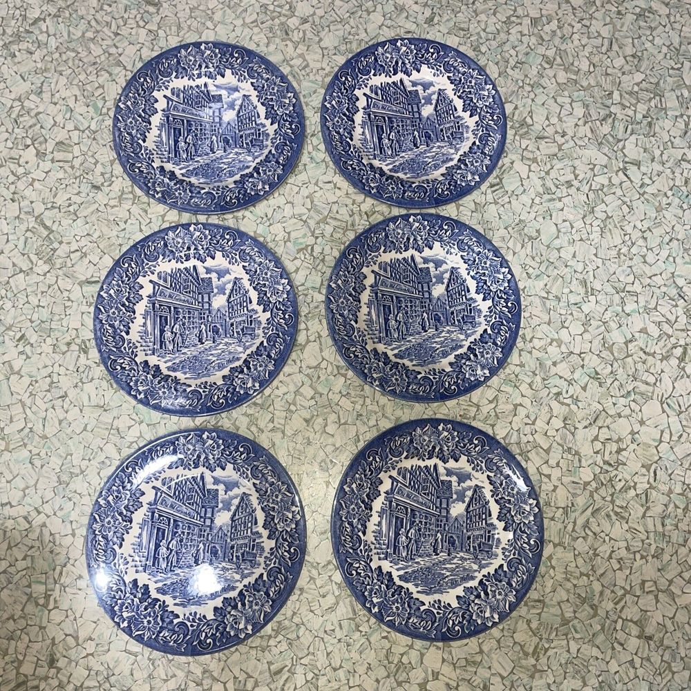 6 Dessert Plate Ironstone Dickens Series Old Curiosity Shoppe MINT