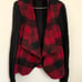 Michael Kors Red and Black Plaid Women's Sweater Jacket
