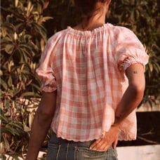 The Great. The Garland Top in Pink with Cream Gingham
