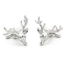 Silver Stag Deer Head Huntsman Cufflinks