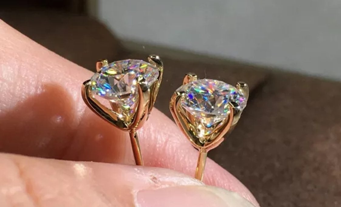 Gold Diamond Stud Earrings