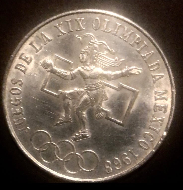 Vintage 1968 Olympics Mexico Silver Coin