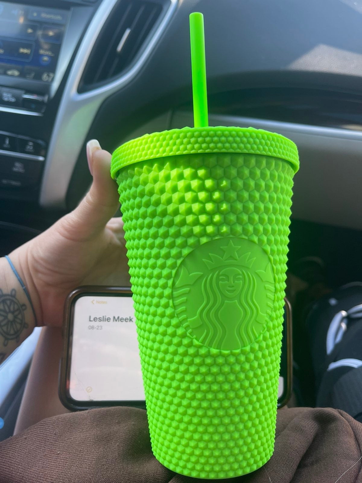 Starbucks Neon Green Studded Tumbler