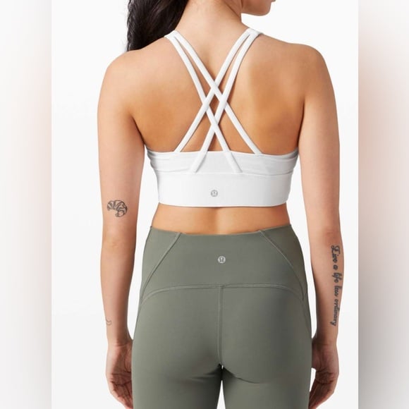 Lululemon Energy Bra High Neck Long Line *Medium Support, B-D Cup White Sz 8