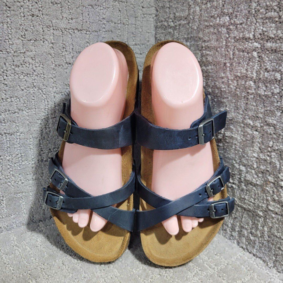 Birkenstock Franca Unisex Size EU 41 US L10 M8 R Blue Navy Leather Strap Sandals