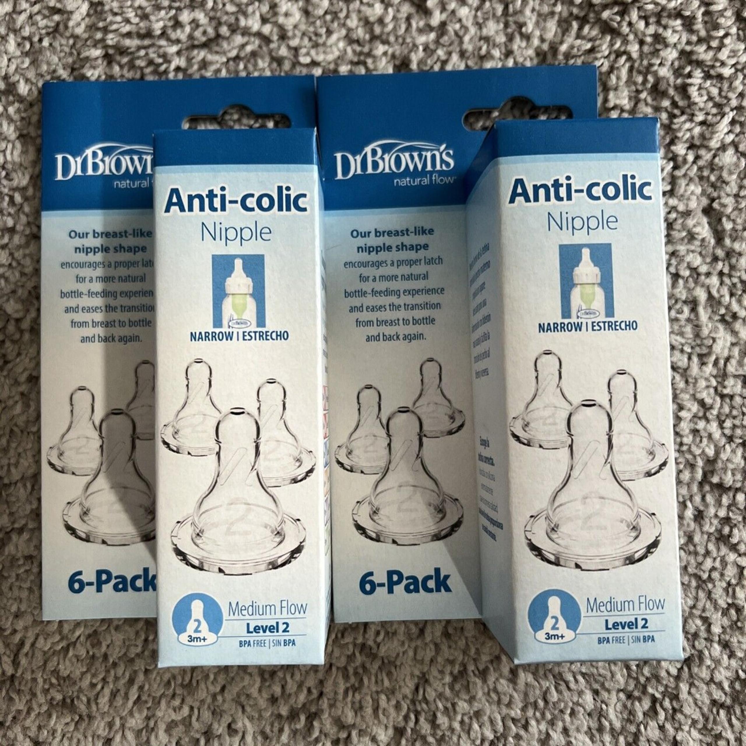 12 PACK! Dr Brown's Natural Flow Level 2, Narrow Baby Bottle Nipple, Medium, 3m+