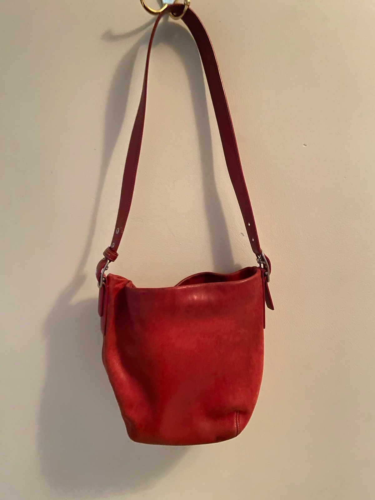 Red leather genuine coach handbag vintage