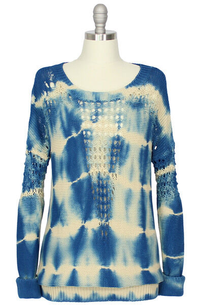 NWT 300 Twelfth Street by Cynthia Vincent Blue Tie Dye Sweater sz S
