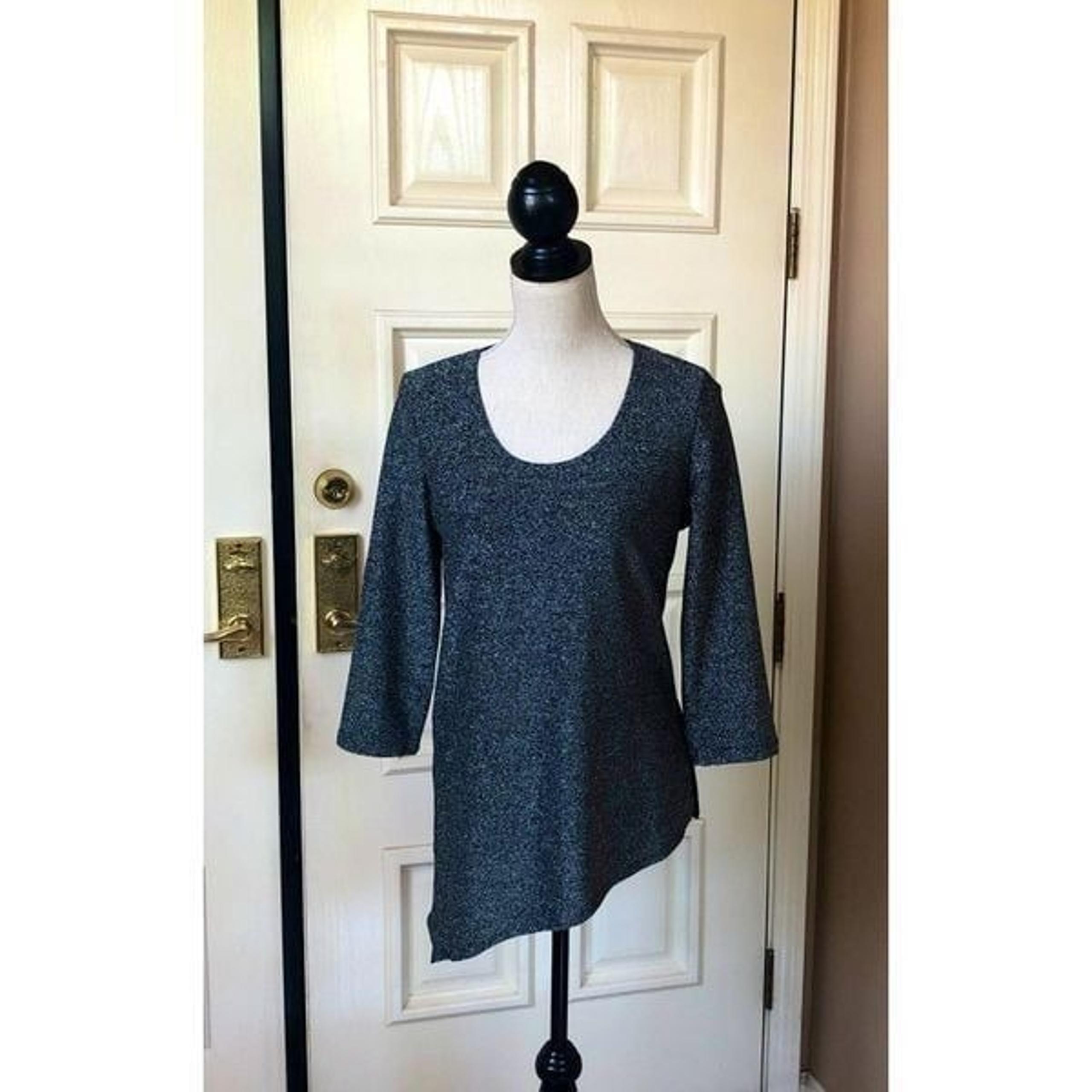 Slinky Brand Gray Glitter Blouse, Small