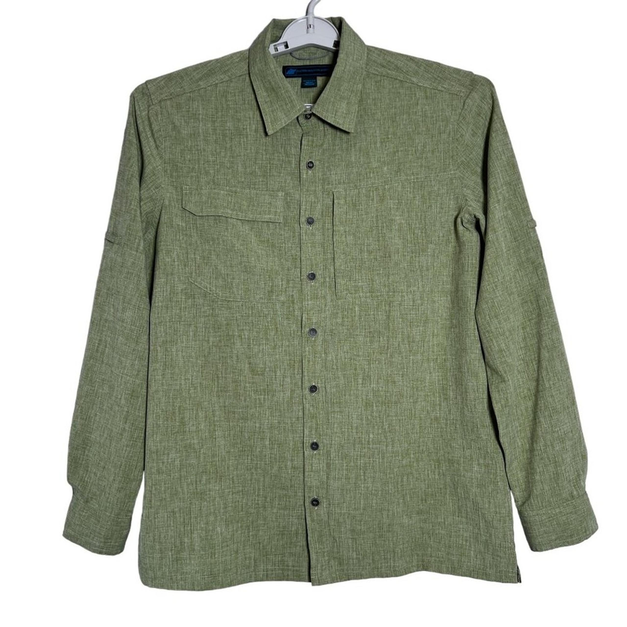 Eastern Mountain Sports Hiking Shirt SIZE M Green Vented Roll Up Long Sleeve EMS