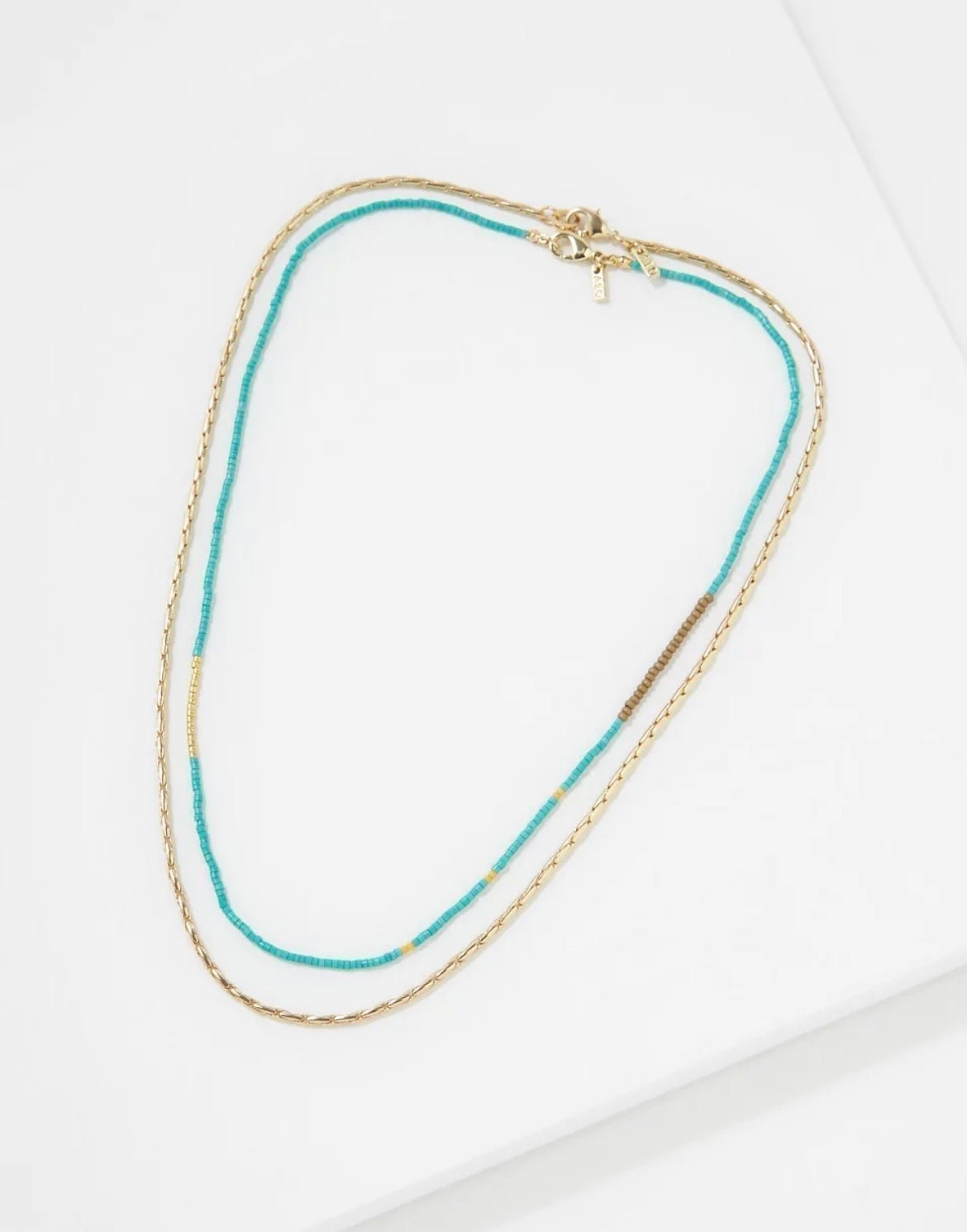 American Eagle Outfitters 2 Pack Gold Chain + Beaded Necklace, Unisex