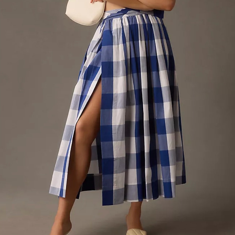 NWT Anthropologie Gingham Maxi Skirt | Sundays in Brooklyn | XS