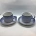 Denby Langley Biarritz Blue Stoneware Flat Cup & Saucer Set England Discontinued