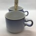 Denby Langley Biarritz Blue Stoneware Flat Cup & Saucer Set England Discontinued