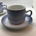 Denby Langley Biarritz Blue Stoneware Flat Cup & Saucer Set England Discontinued