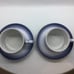 Denby Langley Biarritz Blue Stoneware Flat Cup & Saucer Set England Discontinued