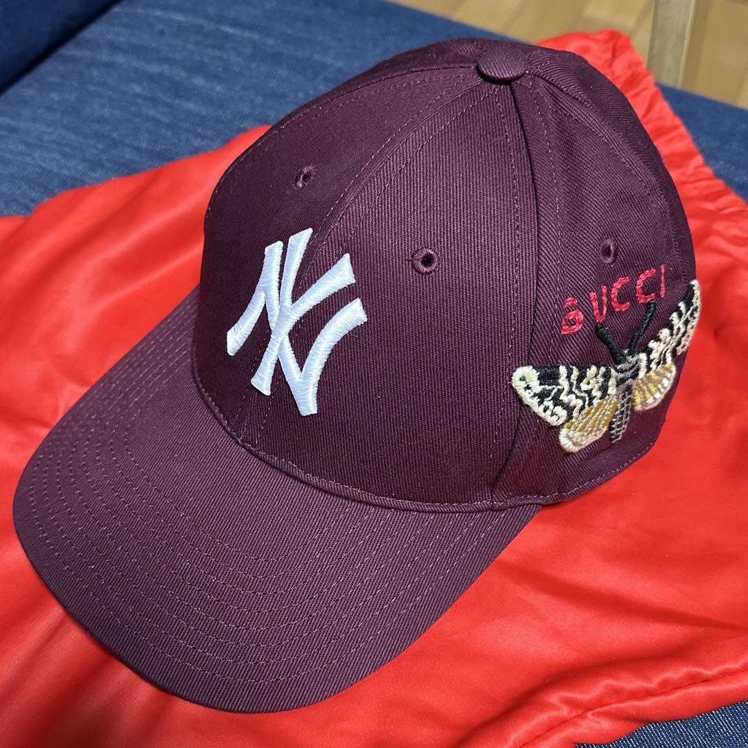GUCCI Yankees Cap Butterfly Patch Gucci Authentic