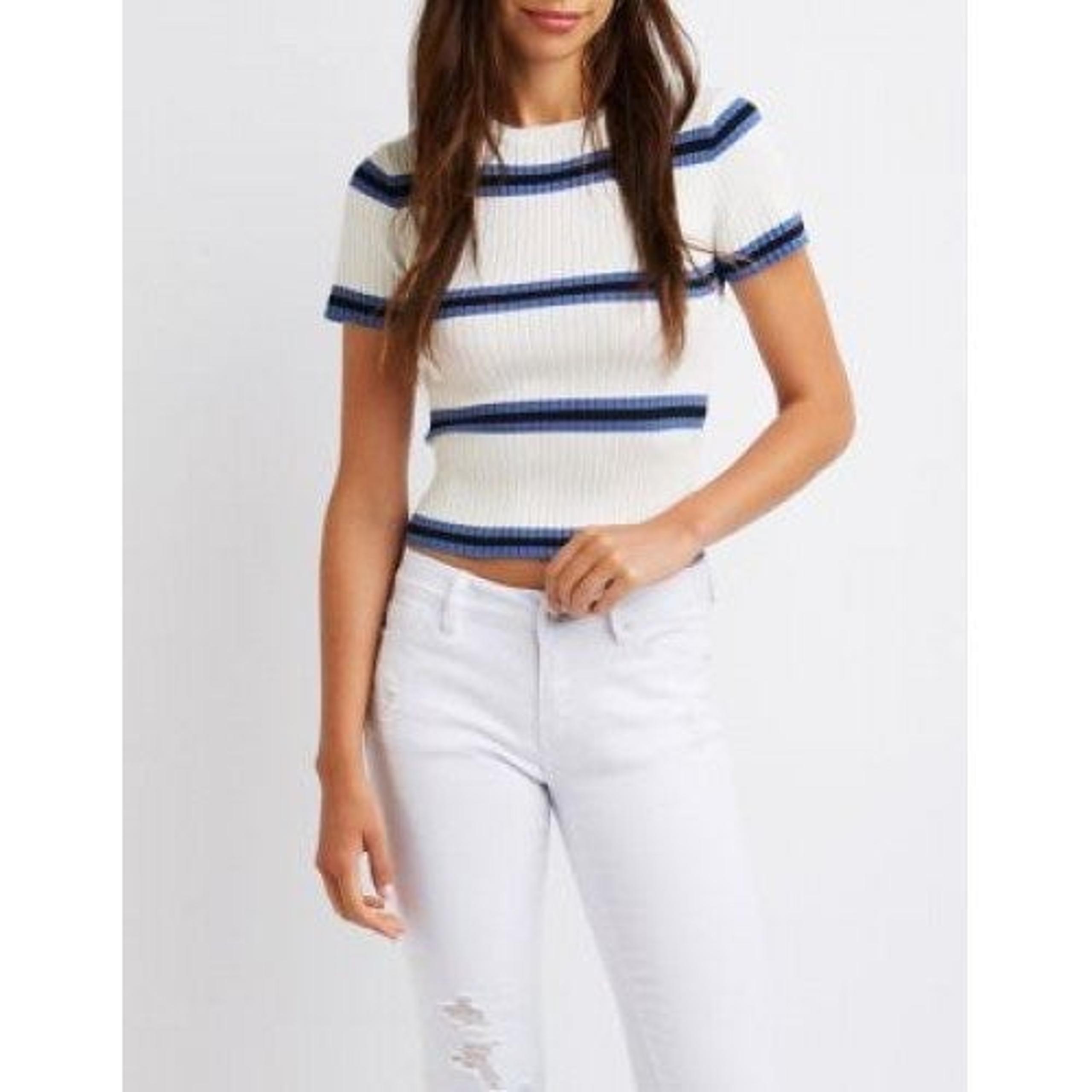 Charlotte Russe Striped Ribbed Knit Top