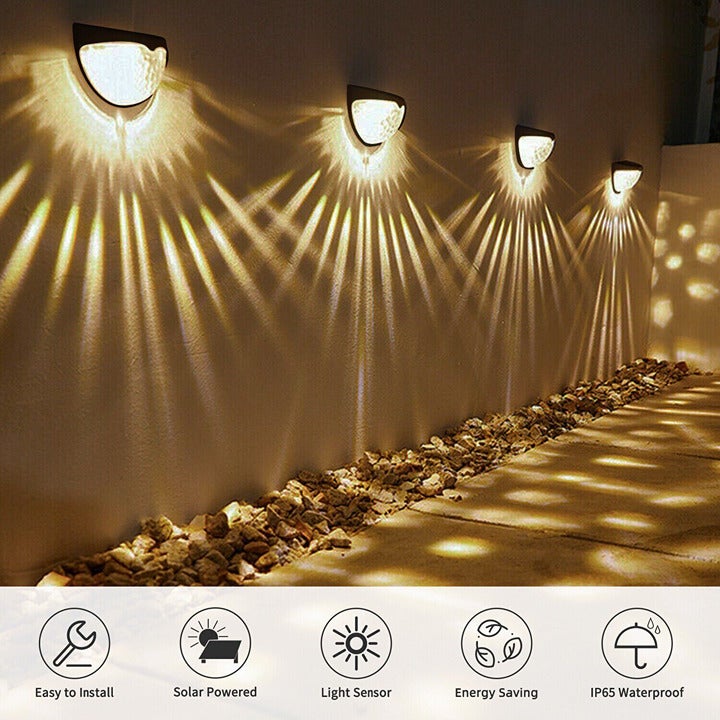 2-4 Pack Solar 6-LED Wall Light Garden Fence Yard Decor Street Lamp Waterproof