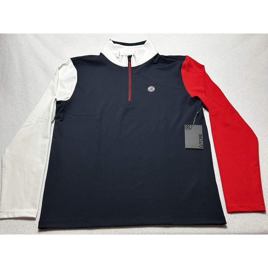 G/Fore 1/4 Zip Daytona Interlock Golf Red White Blue Color Block Mens Medium NWT