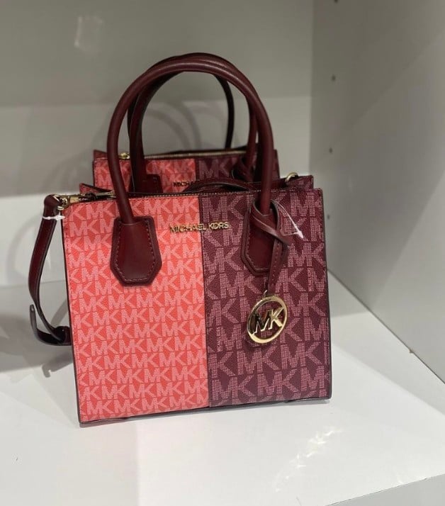 MICHAEL KORS MERCER MEDIUM SATCHEL SHOULDER MESSENGER BAG OXBLOOD MULT COLORBLK