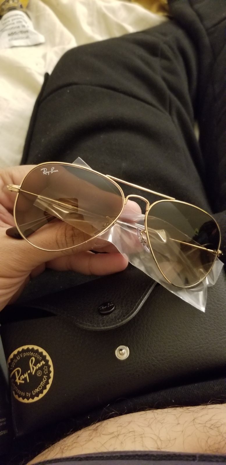 Ray-Ban RB3025 Aviator Classic Sunglasses with Gold Frame Brown Lenses
