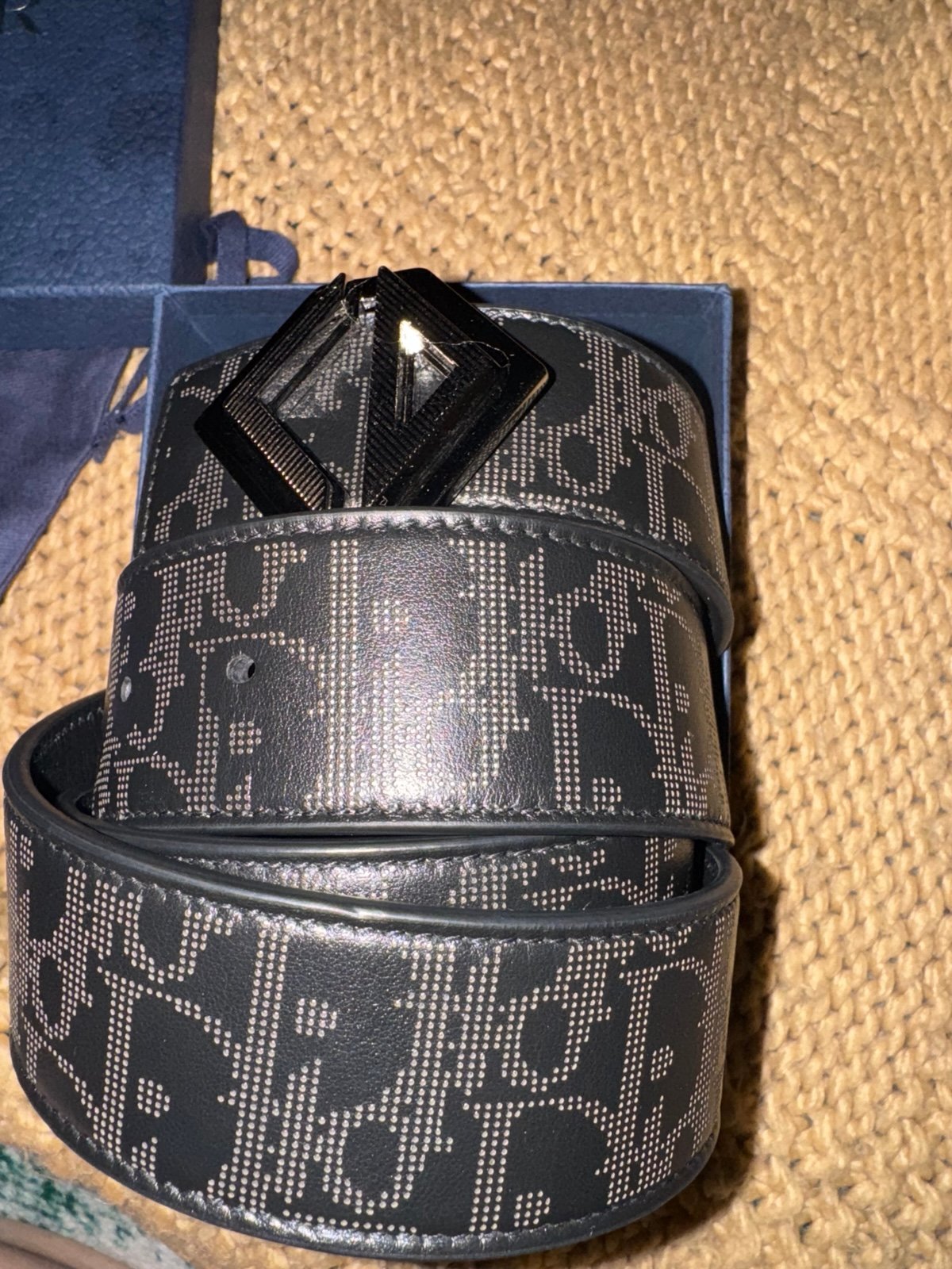 Dior Oblique Galaxy and Black Leather Reversible Belt