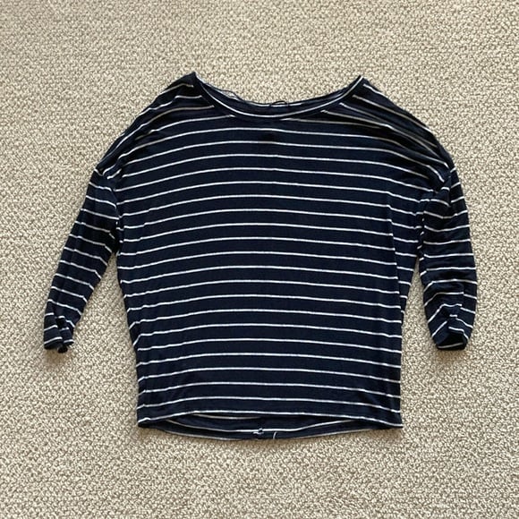 Zara Slouchy Boatneck Striped Blouse Top Shirt Stretch Oversized Size Small EUC