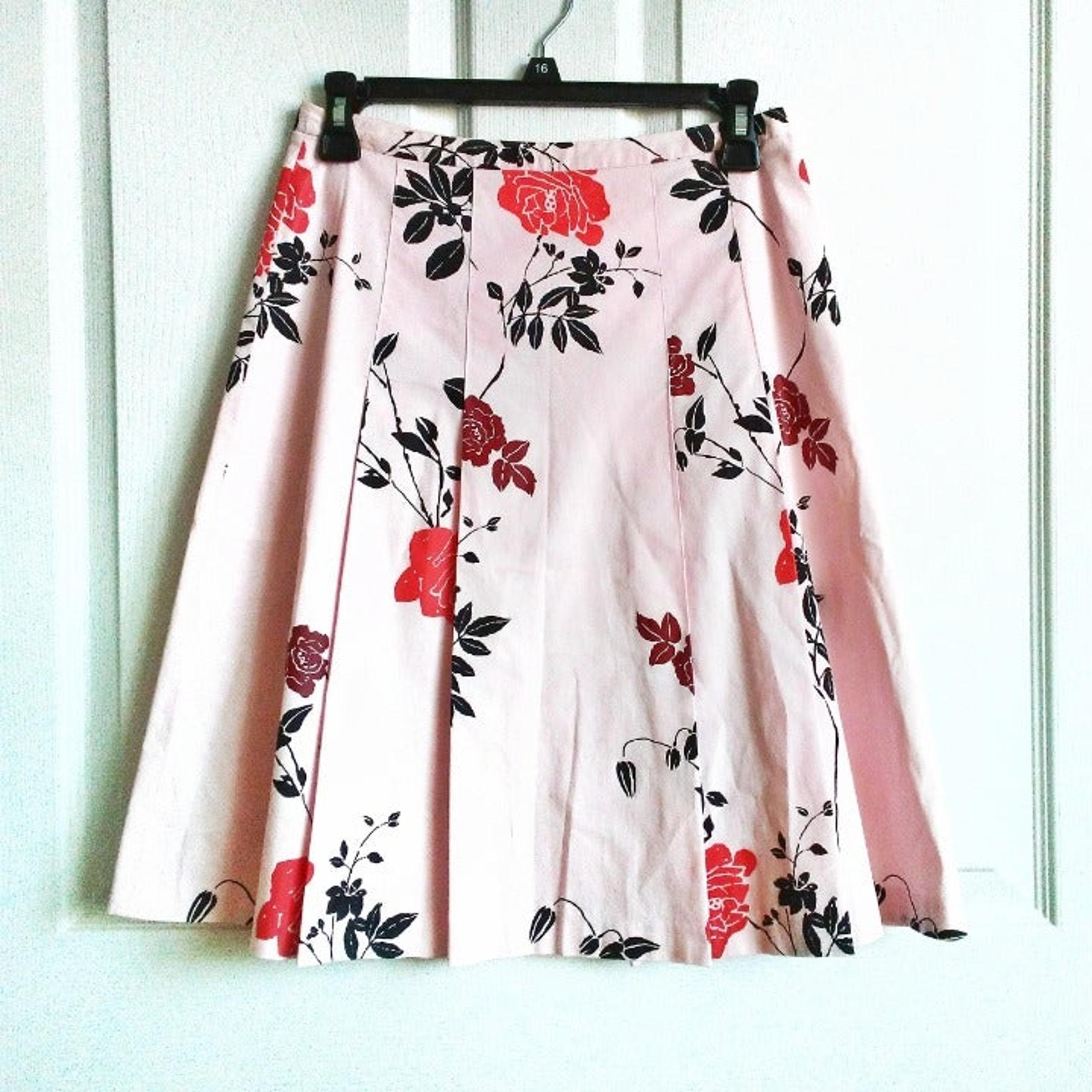 Alfani Pleated Pink Floral A-line Skirt