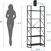 5-Tier Bookcase Storage Shelves, 65 in Ladder Bookshelf, Black-cld366