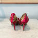 Casadei Velvet Bow Printed Heels Size 8.5 EUC