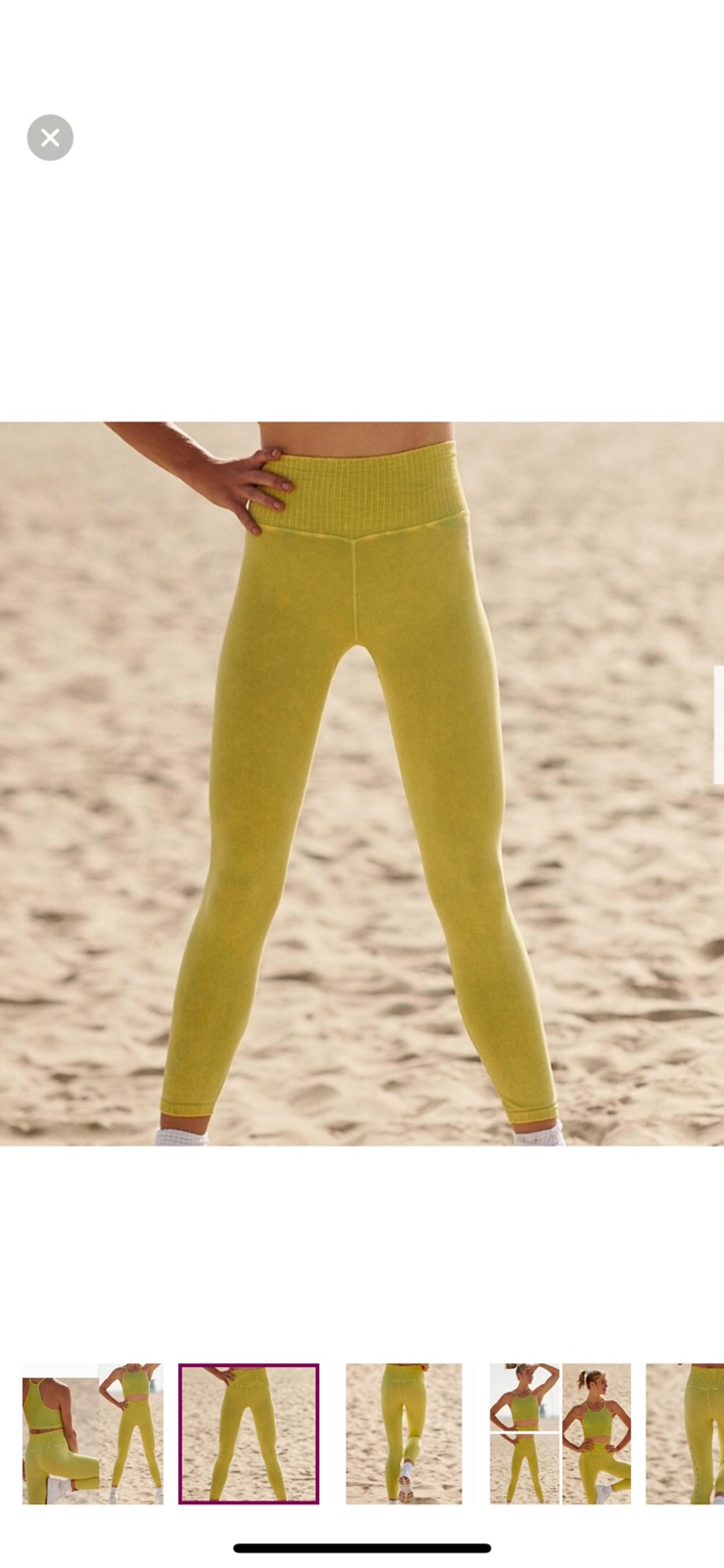 Free People Movement Good Karma Yellow Lime Leggings Size Medium
