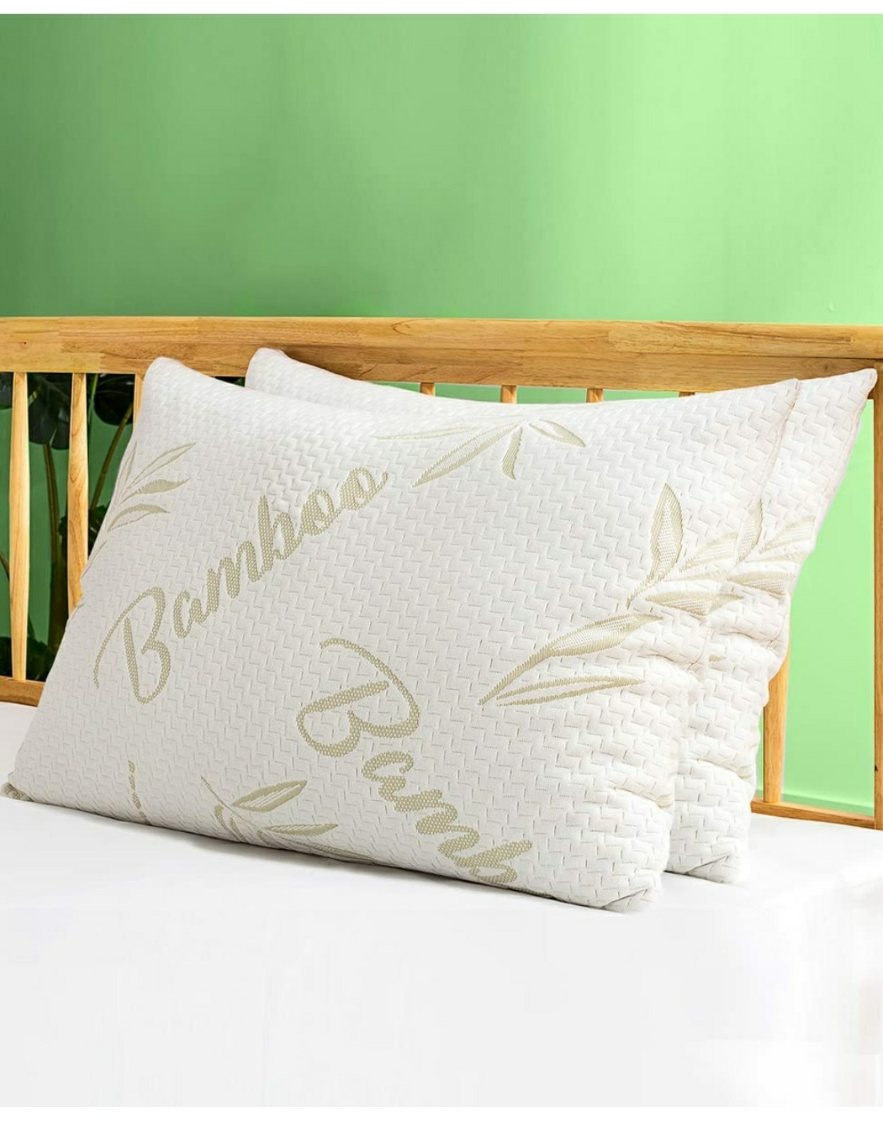 King Size Bamboo Pillow for Sleeping, JJDANFILL Shredded Memory Foam Adjustable