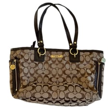 Coach Signature Coach Brown Print Shoulder Bag