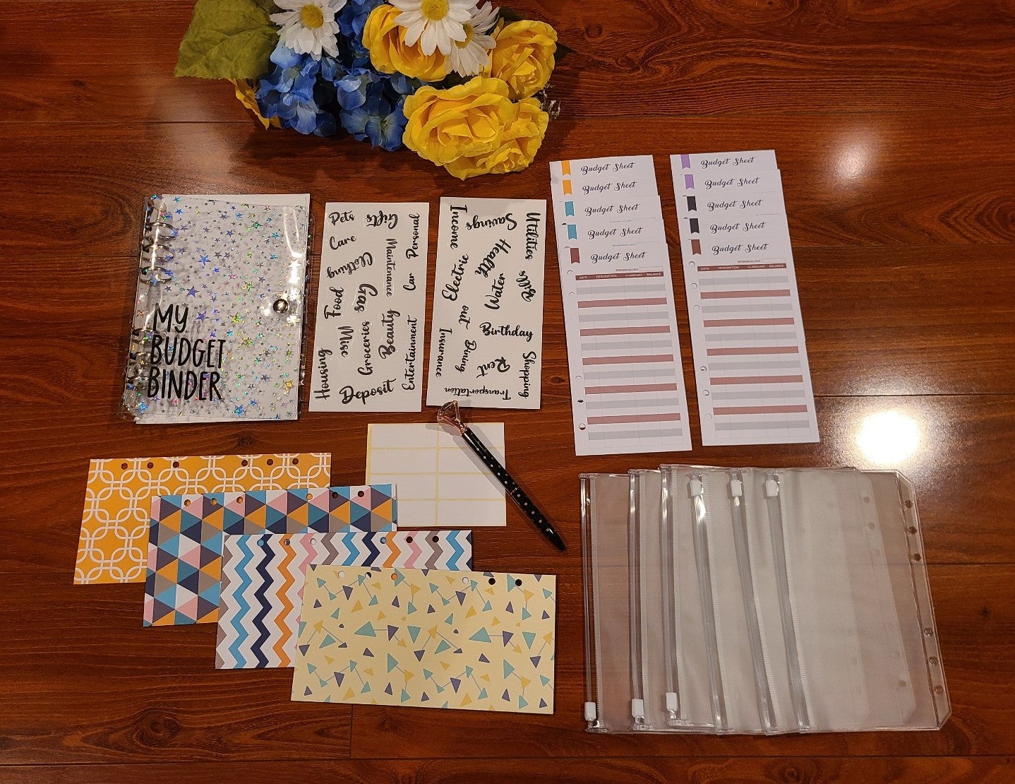 Clear PVC with Stars Budget Binder Set