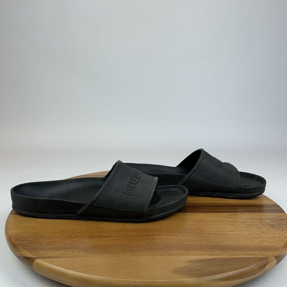 Mens Birkenstock Barbados Essentials EVA Black Rubber Slides Sandals Size EU 42