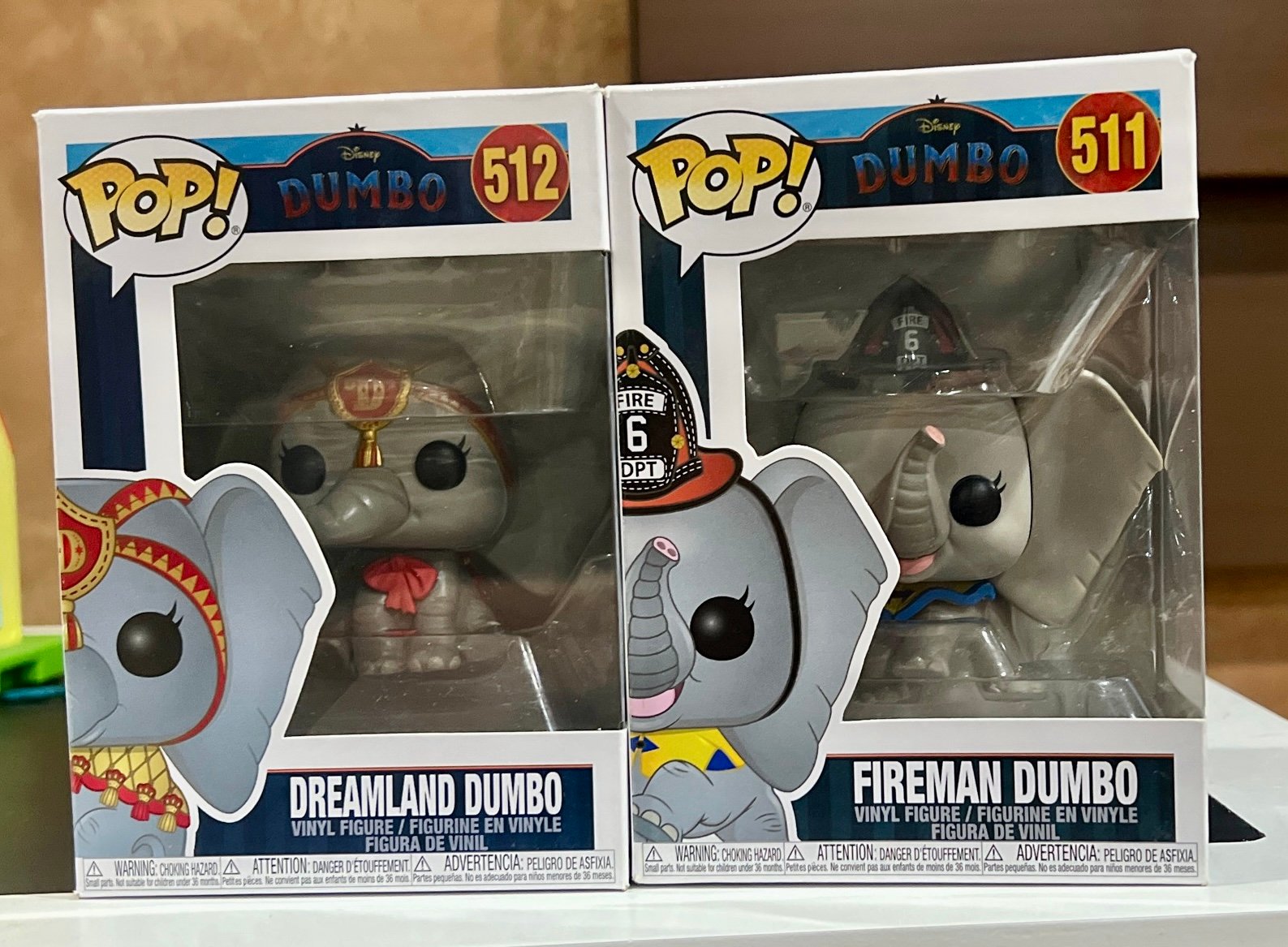 Funko Pop DISNEY- Fireman Dumbo #511 / Dreamland Dumbo #512 Vinyl Figures LOT