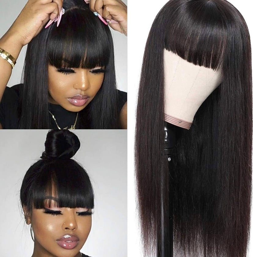 New Silky Straight Wig with Bangs virgin hair