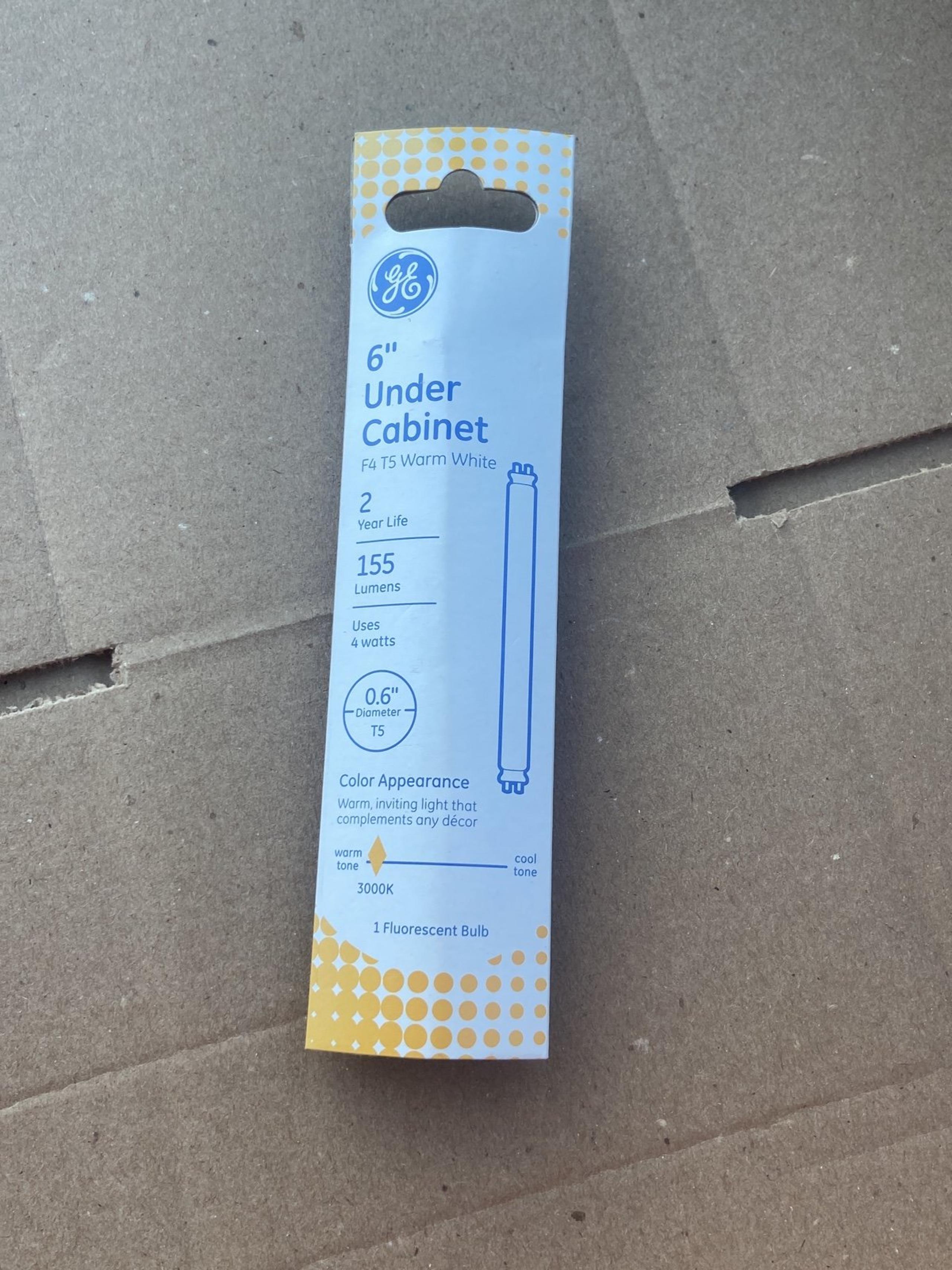 GE 6 in Under Cabinet Fluorescent Bulb F4 T5 Warm White 155 Lumens 4W