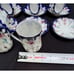 ANTIQUE Cobalt Flow Blue Gold Trim Hand Painted Floral DEMITASSE CUPS SAUCER -S1