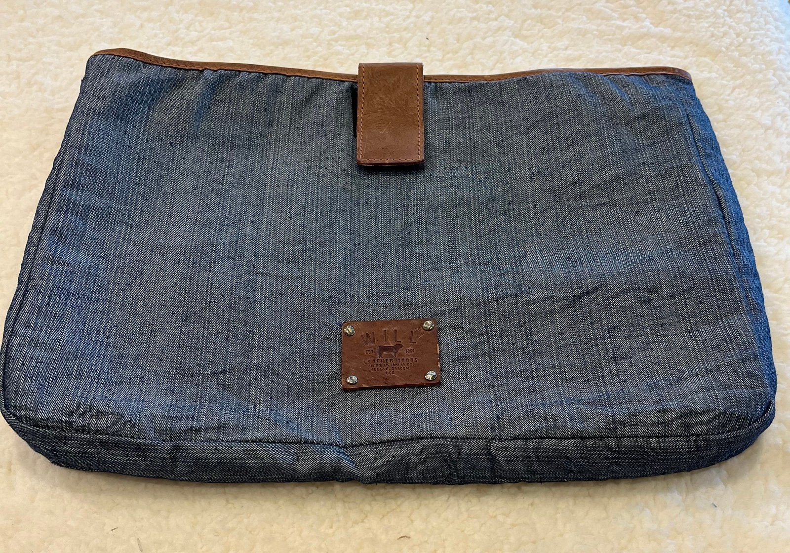 Will leather goods padded laptop cover bag denim design practical stylish chic