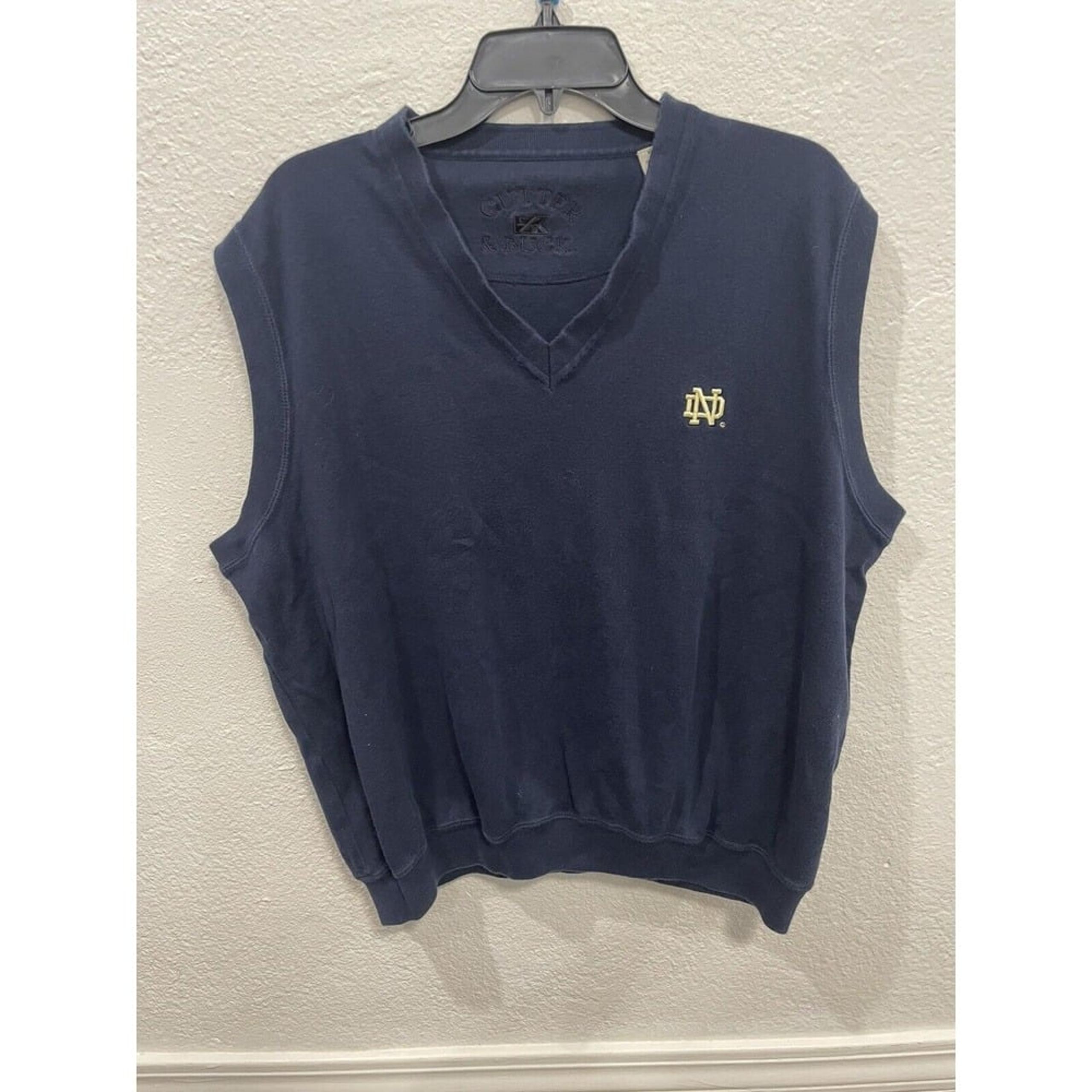 Cutter & Buck Notre Dame Navy Men's XL Sleeveless Sweater Golf Vest