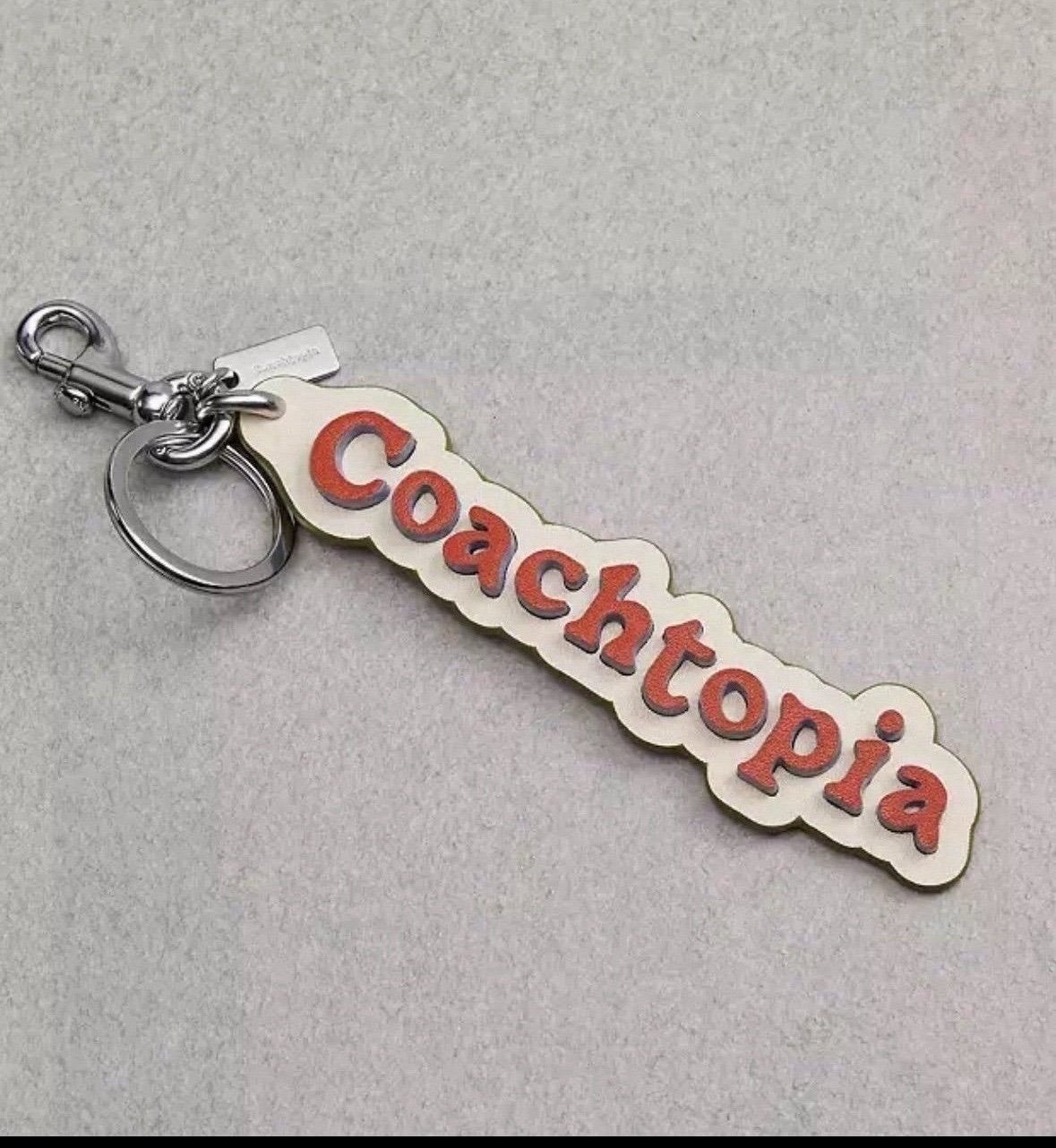 Coach Coachtopia Logo Bag Charm in Deep Orange Twilight Multi Smooth Leather NWT